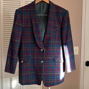 Vintage colorful plaid single button blazer size M to L see measurements below